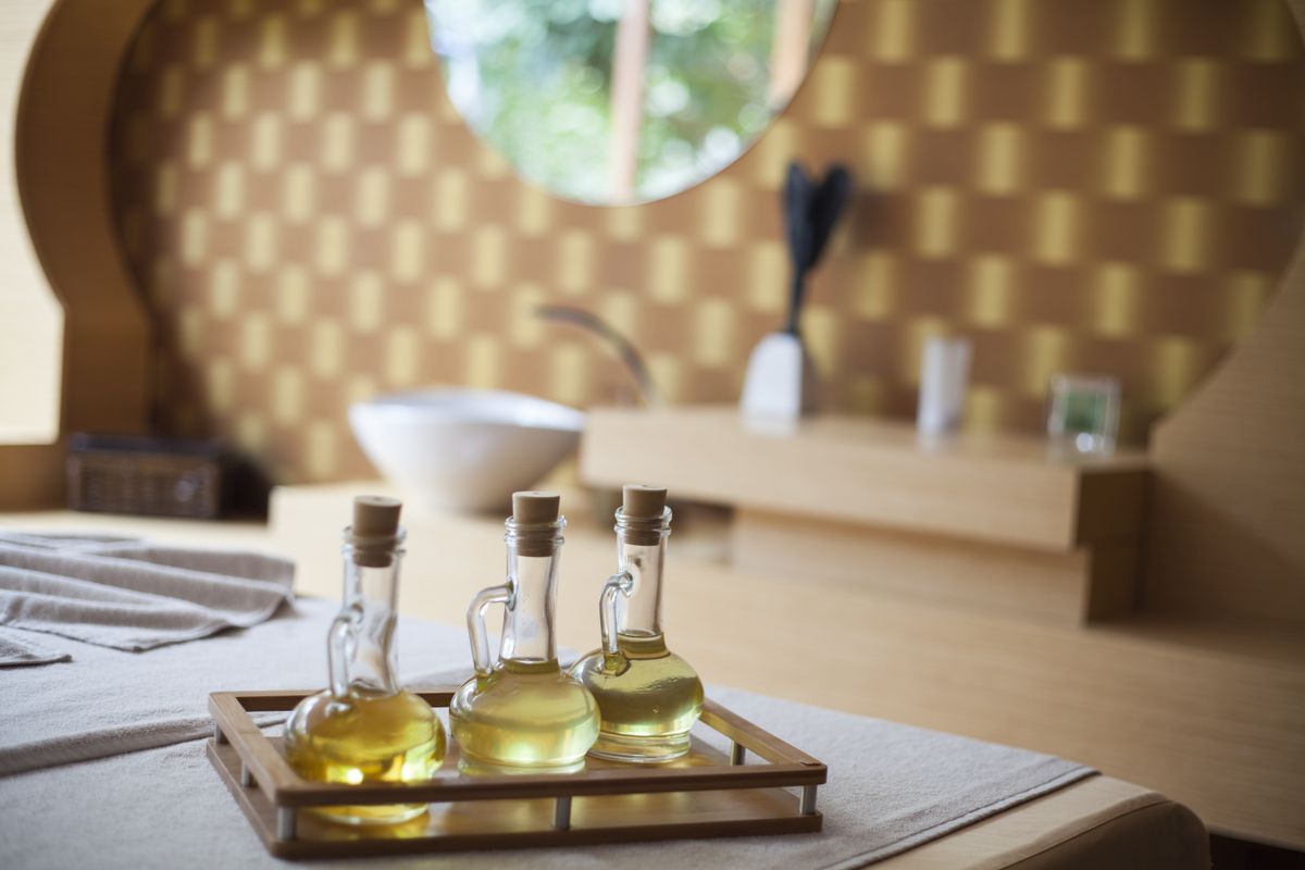 Massage oils on display