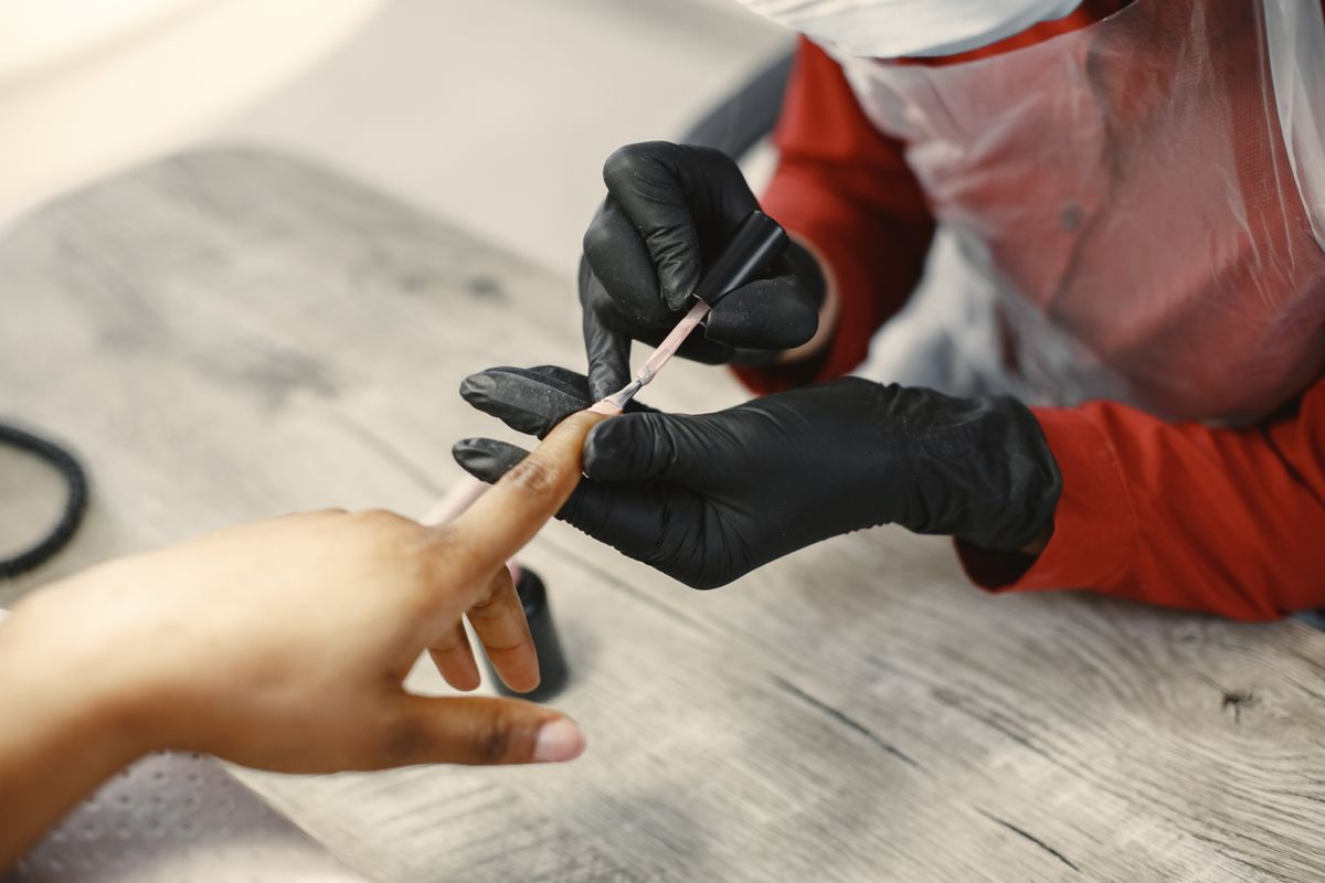 Manicure in progress