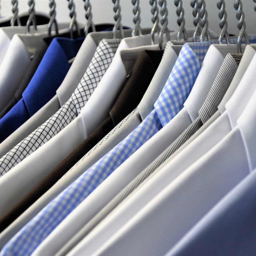 Pressed shirts on hangers