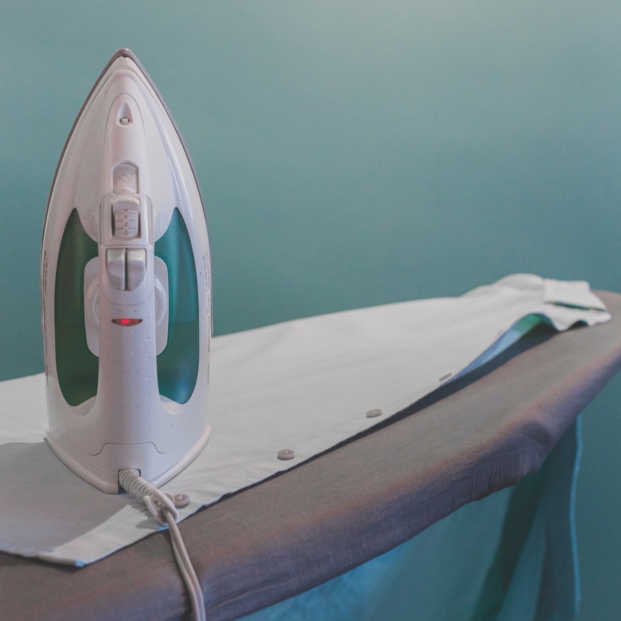 Ironing a shirt
